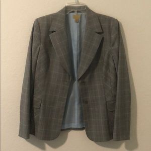 Caslon Blazer - Gray w/ black &  blue striping